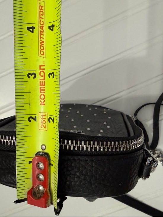 Aimee Kestenberg Black Pebbled Leather Crossbody Studded Stadium Bag - Picture 8 of 11